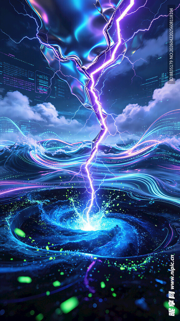 奇幻雷电漩涡能量场景