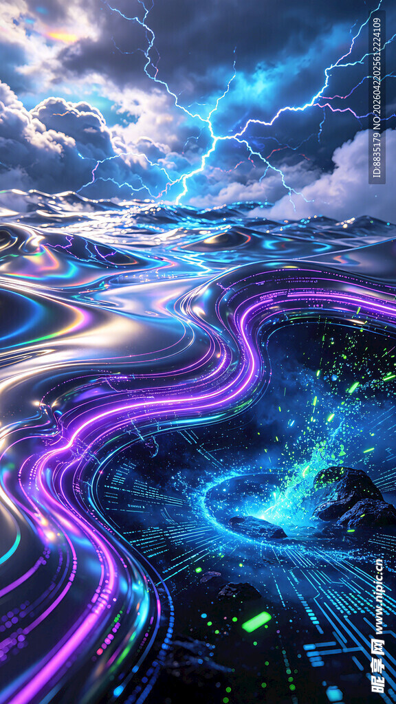 梦幻霓虹轨道夜景图