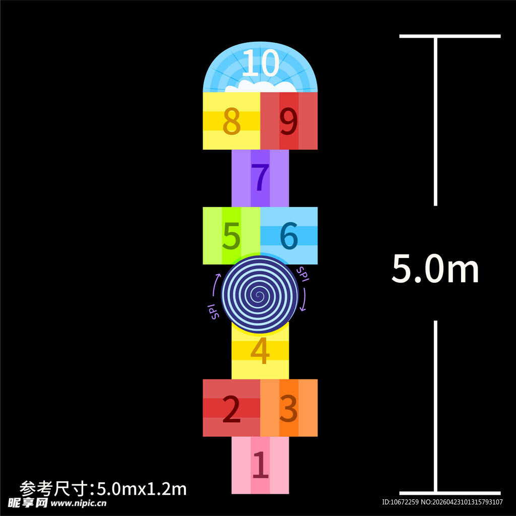 校园地面彩绘跳房子
