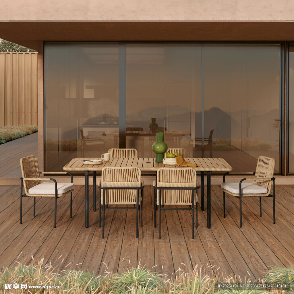 户外木质露台桌椅组合