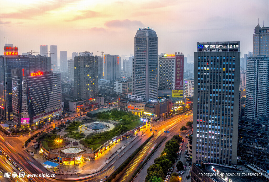 长沙市中心日落风光