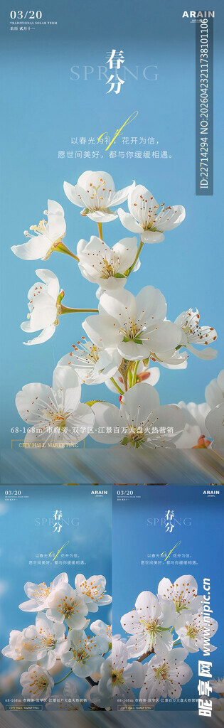春分梨花开地产系列海报