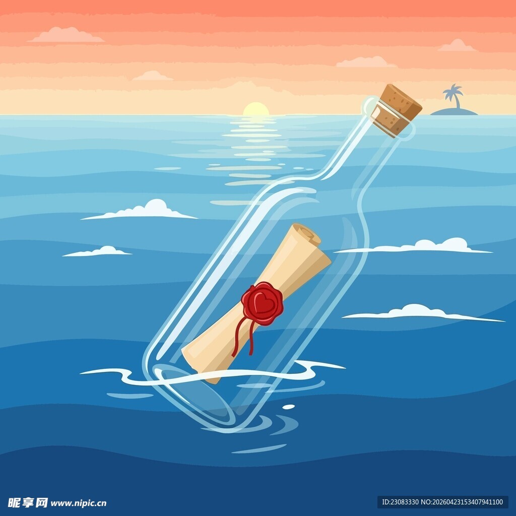 漂流瓶插画