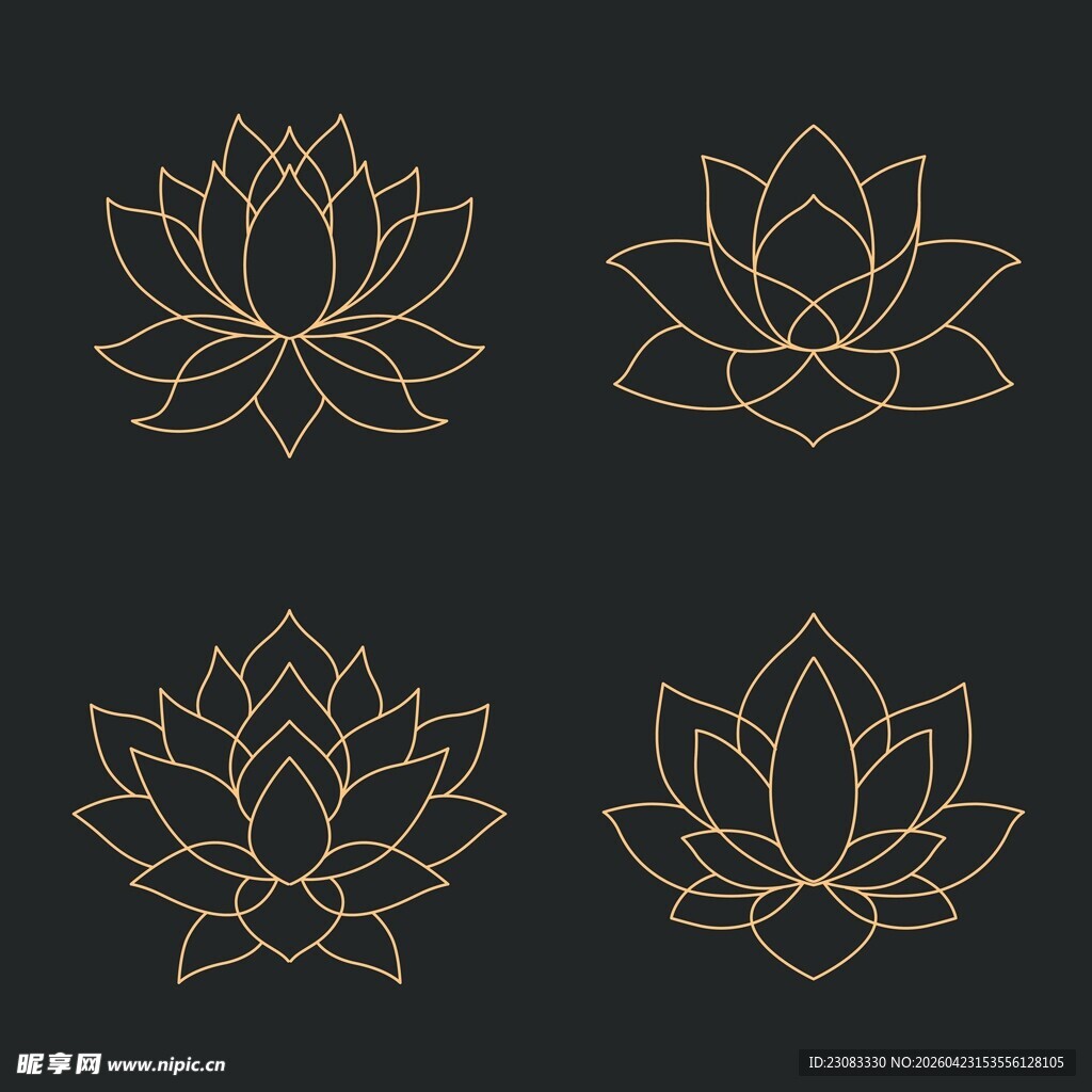 线稿莲花图案