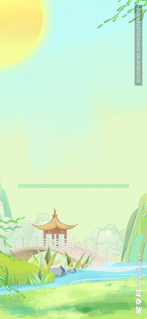 春日河畔凉亭美景