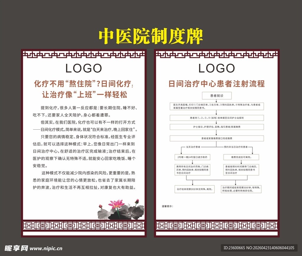 中医医院制度牌模板