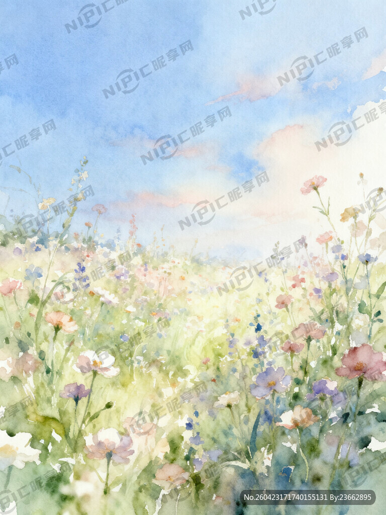 花海蓝天美景
