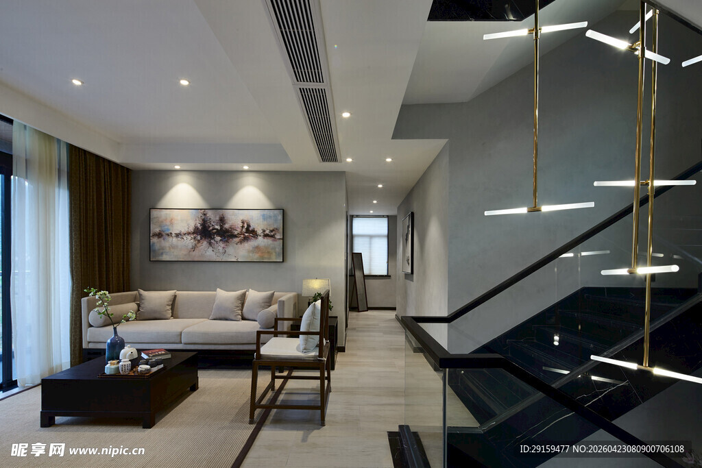 现代简约风客厅与楼梯设计