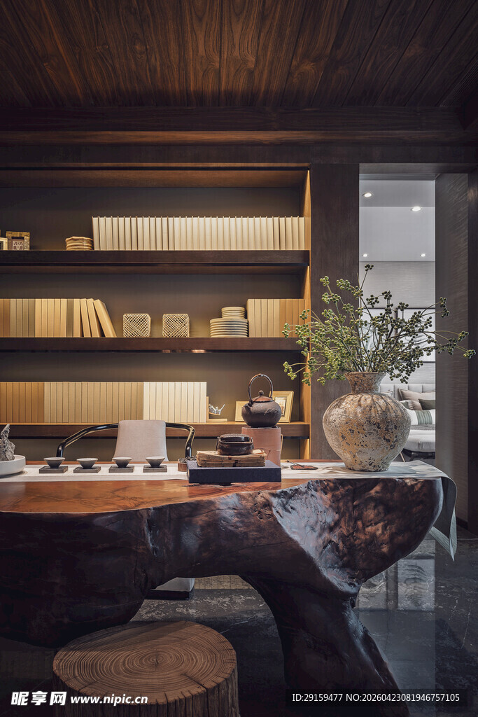 现代风书房的静谧角落