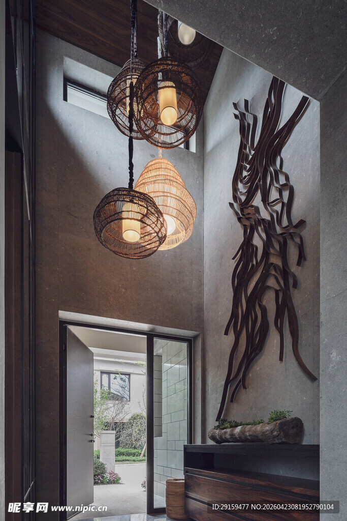 现代风室内独特吊灯与装饰