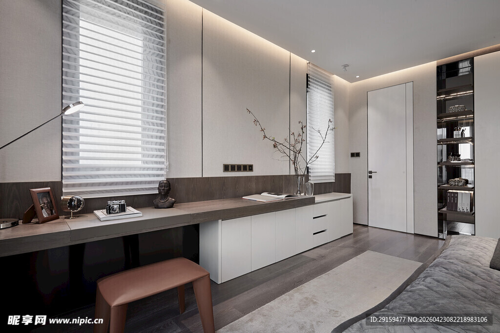 现代简约风书房室内一角