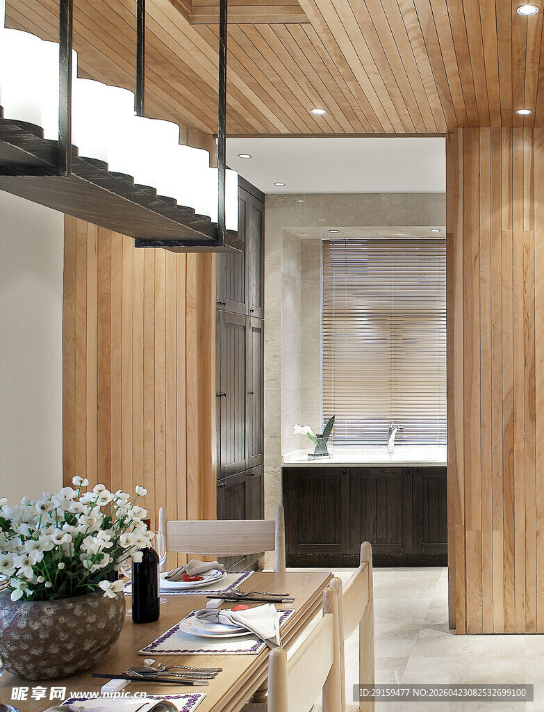 现代木质风家居室内一角