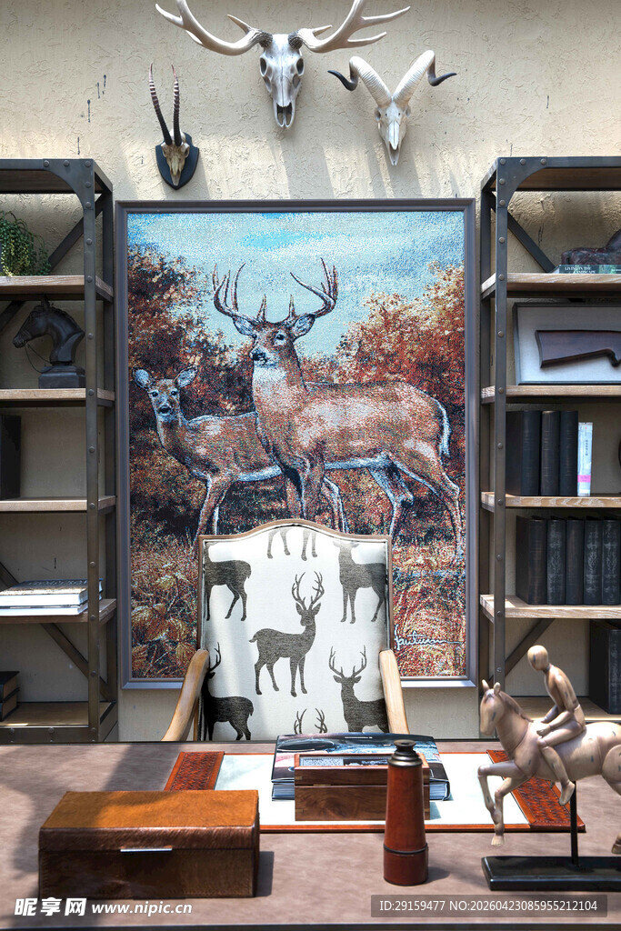 复古风鹿元素客厅装饰画