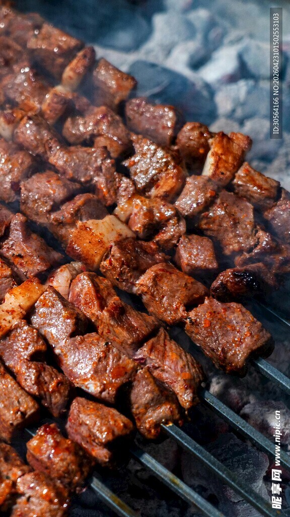 炭火上的美味烤肉串