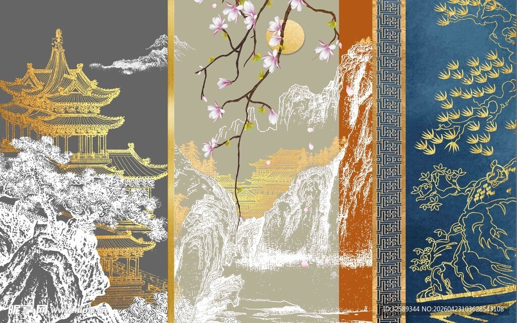 古风雪景建筑插画欣赏