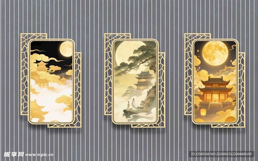 中式风格金属质感装饰画