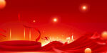 红色展板背景