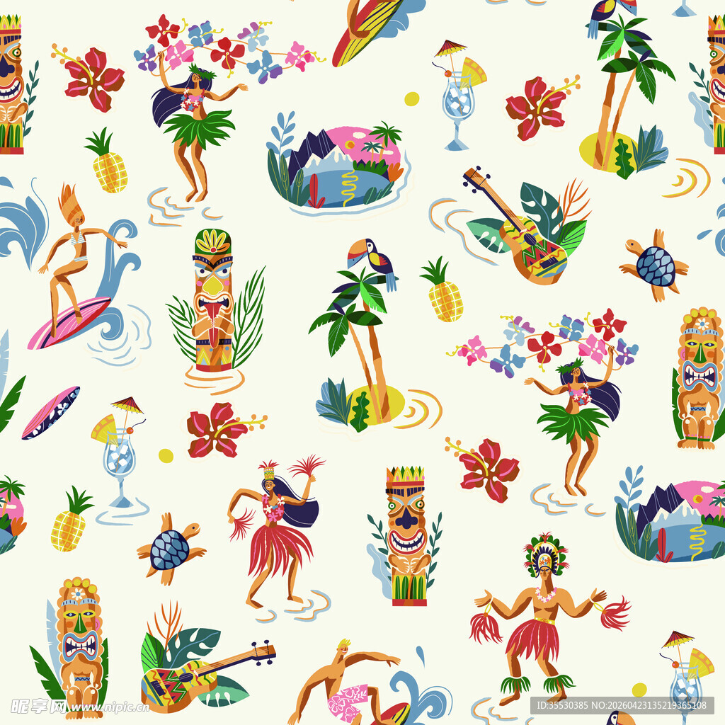 夏威夷风情图案元素集合