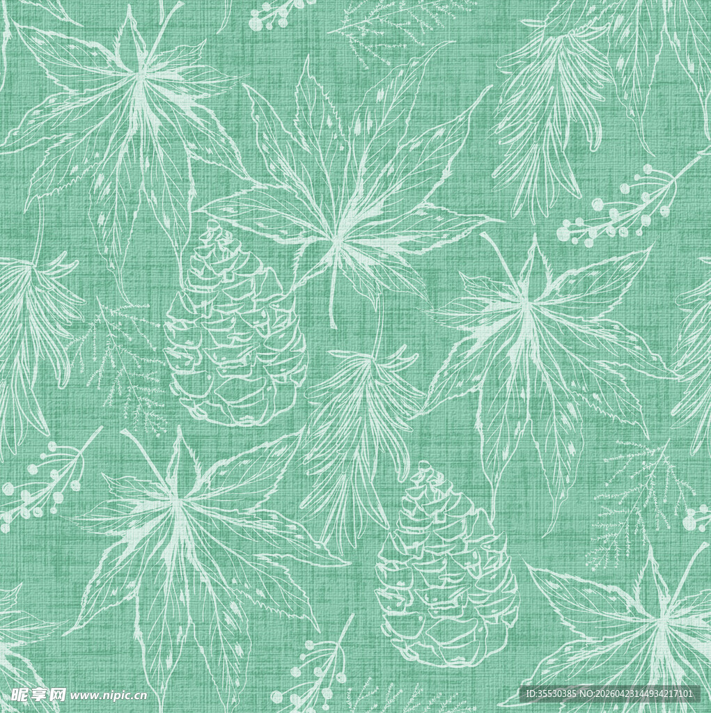 薄荷绿圣诞植物图案背景