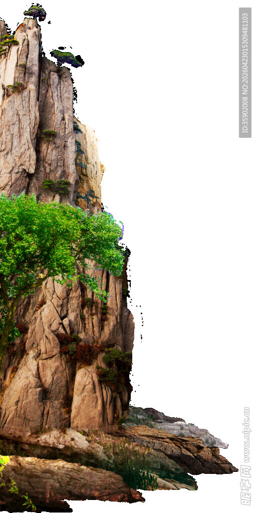 嶙峋石山绿意点缀