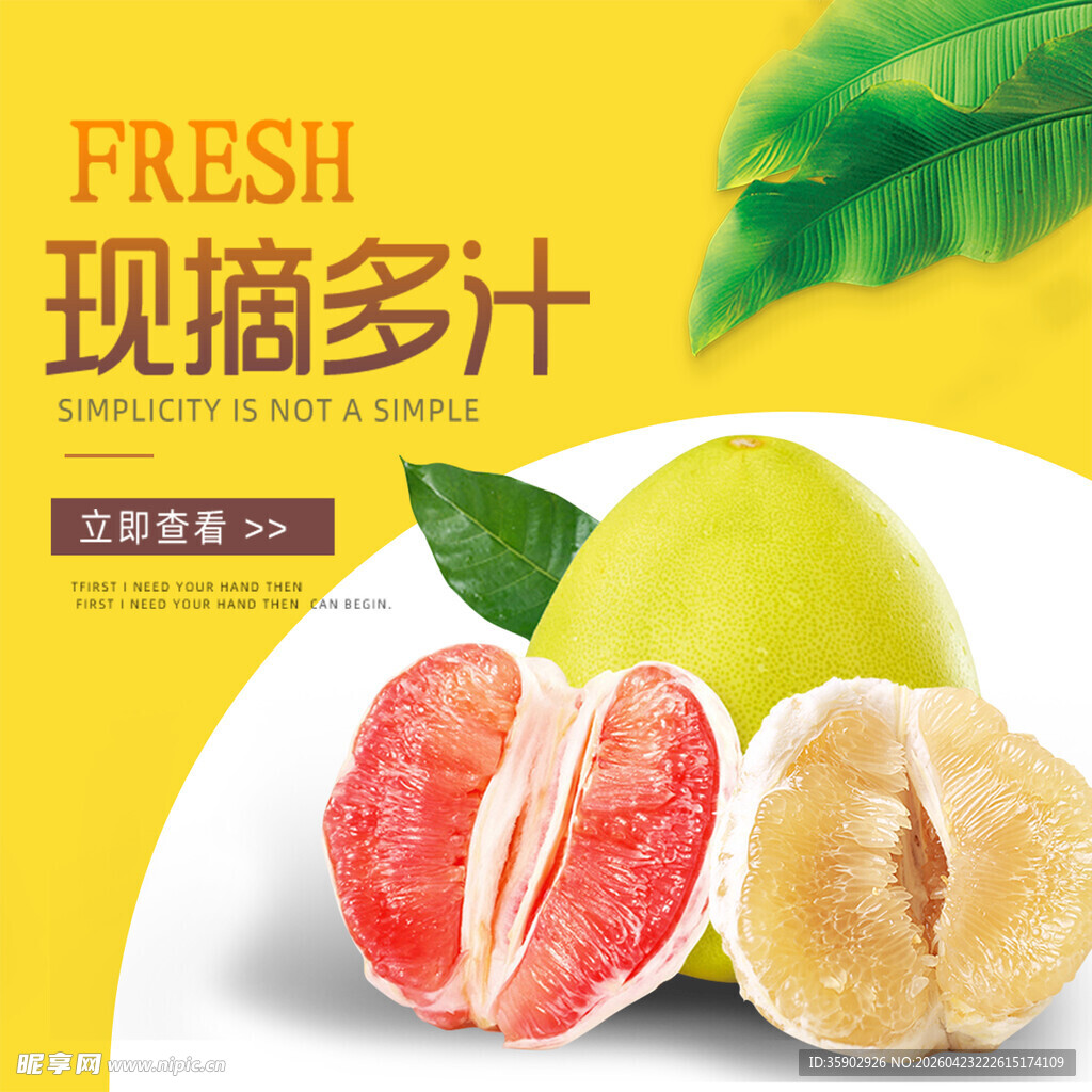 现摘多汁新鲜柚子果肉