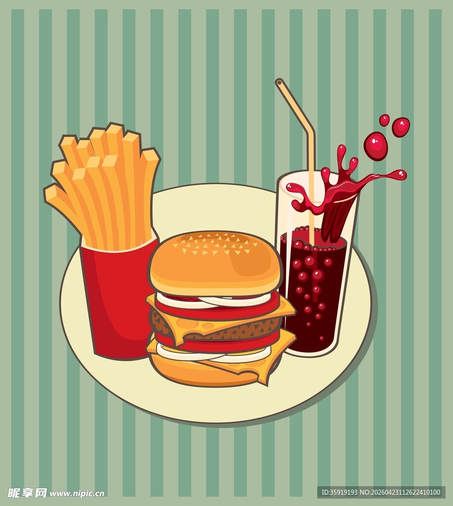 快餐套餐插画