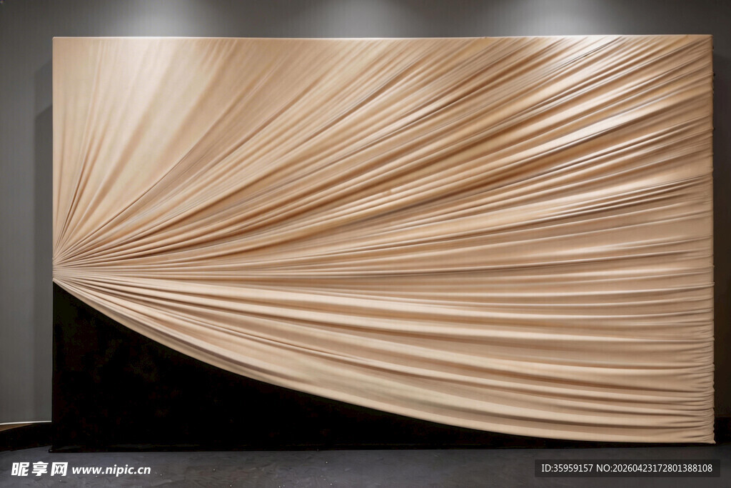 奶咖色褶皱布幔背景迎宾区