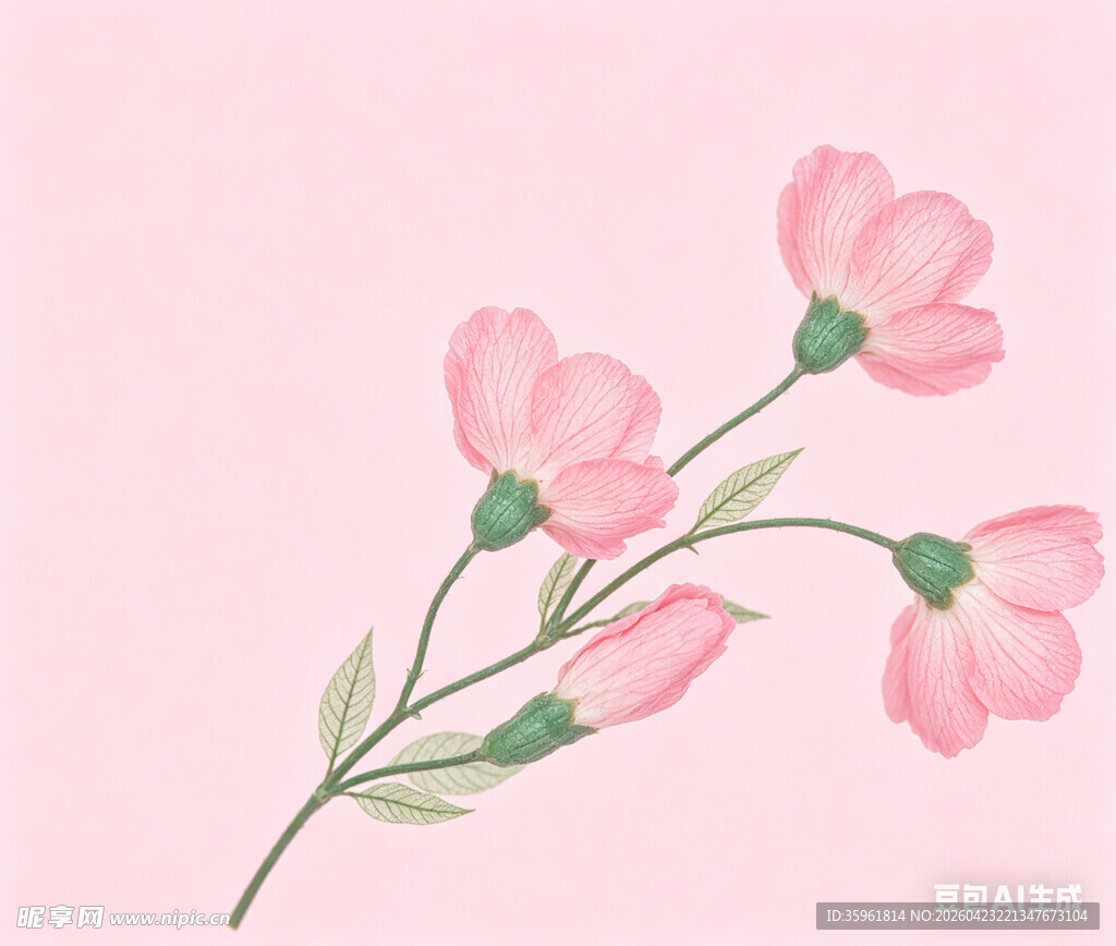 粉色花卉插画清新柔美