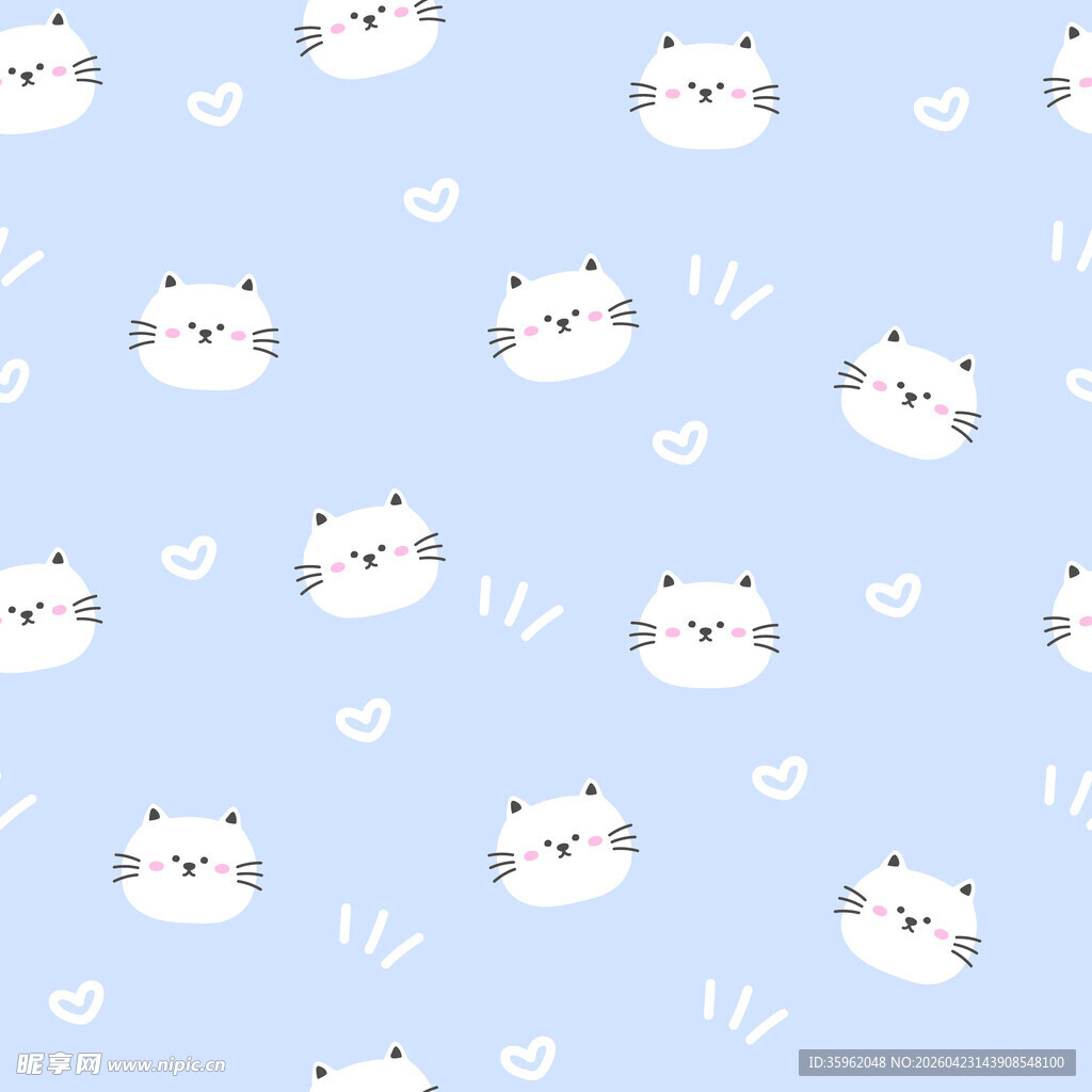 浅蓝色猫咪图案背景图