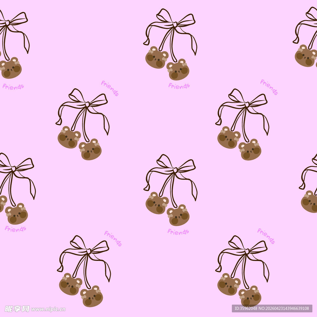 粉色背景铃铛蝴蝶结图案