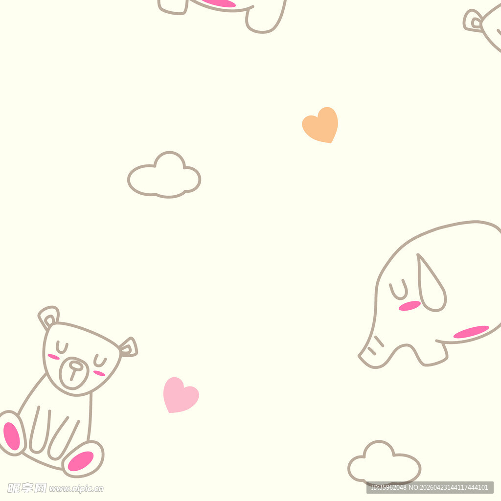 可爱小熊小象卡通图案背景