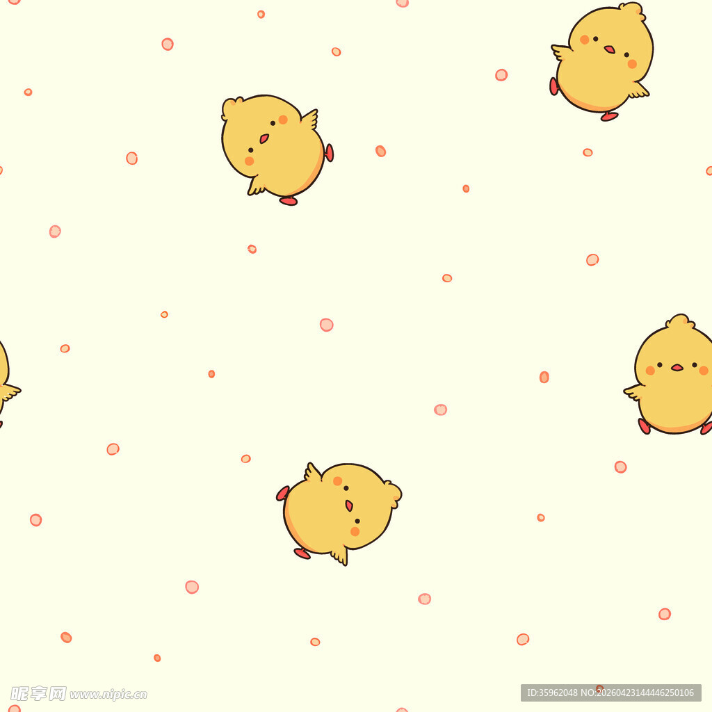 可爱小黄鸡波点背景图案