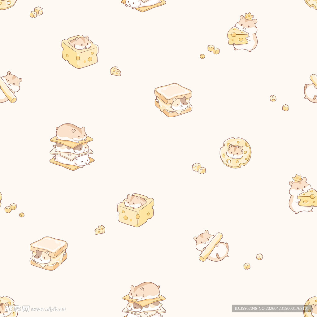 卡通美食无缝图案背景