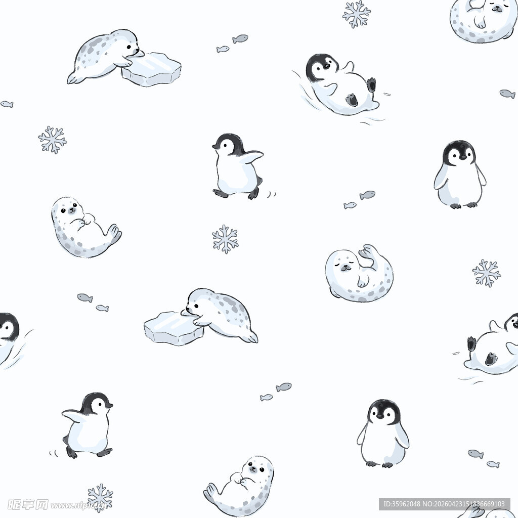 可爱企鹅图案背景设计