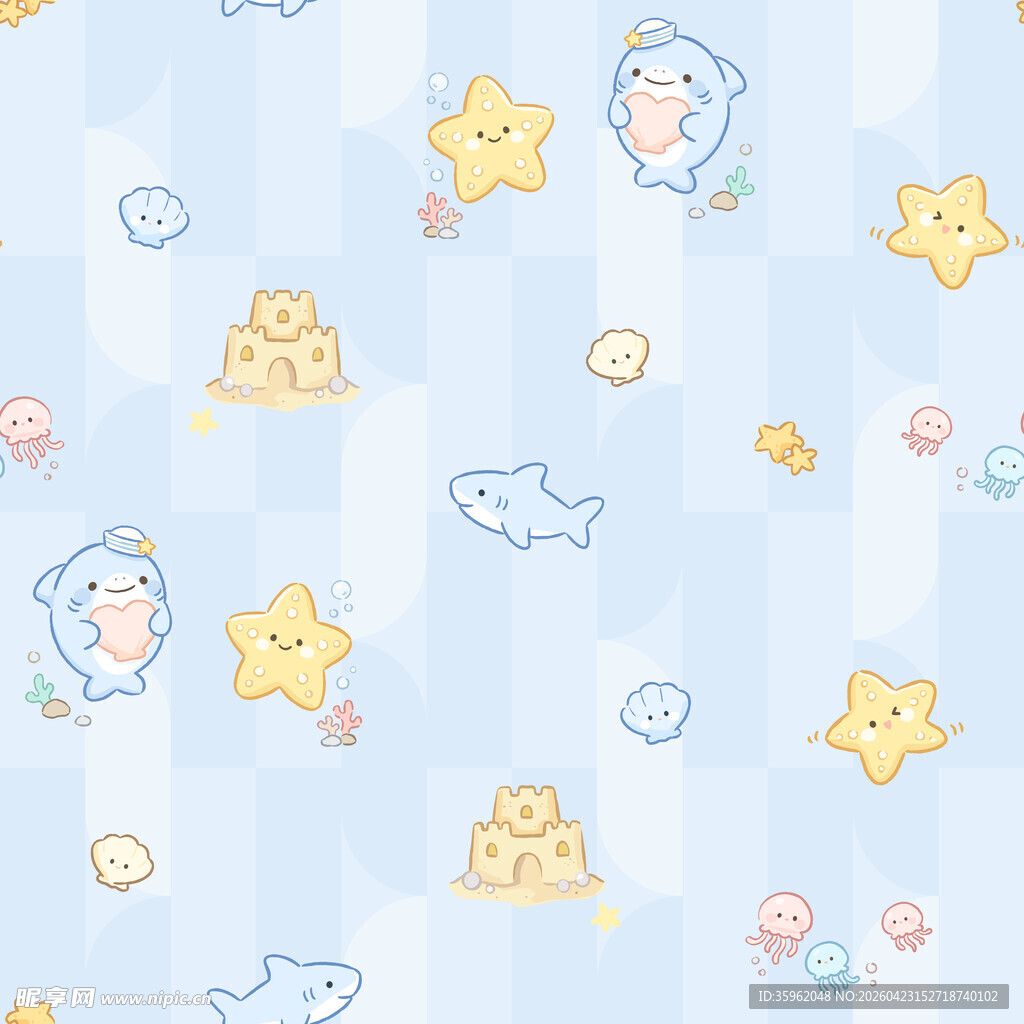 可爱卡通星星云朵图案背景