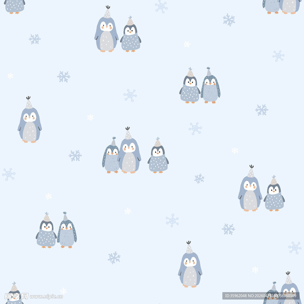 可爱企鹅图案背景图