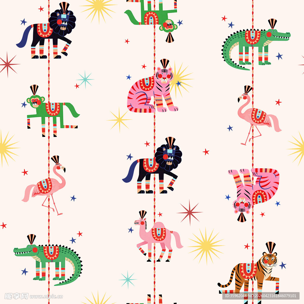 动物图案装饰的可爱背景