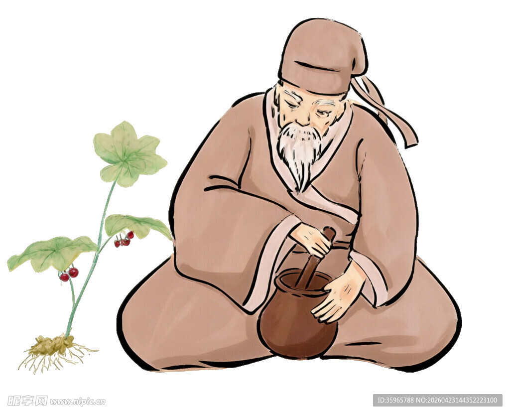 古代老者专注制陶场景
