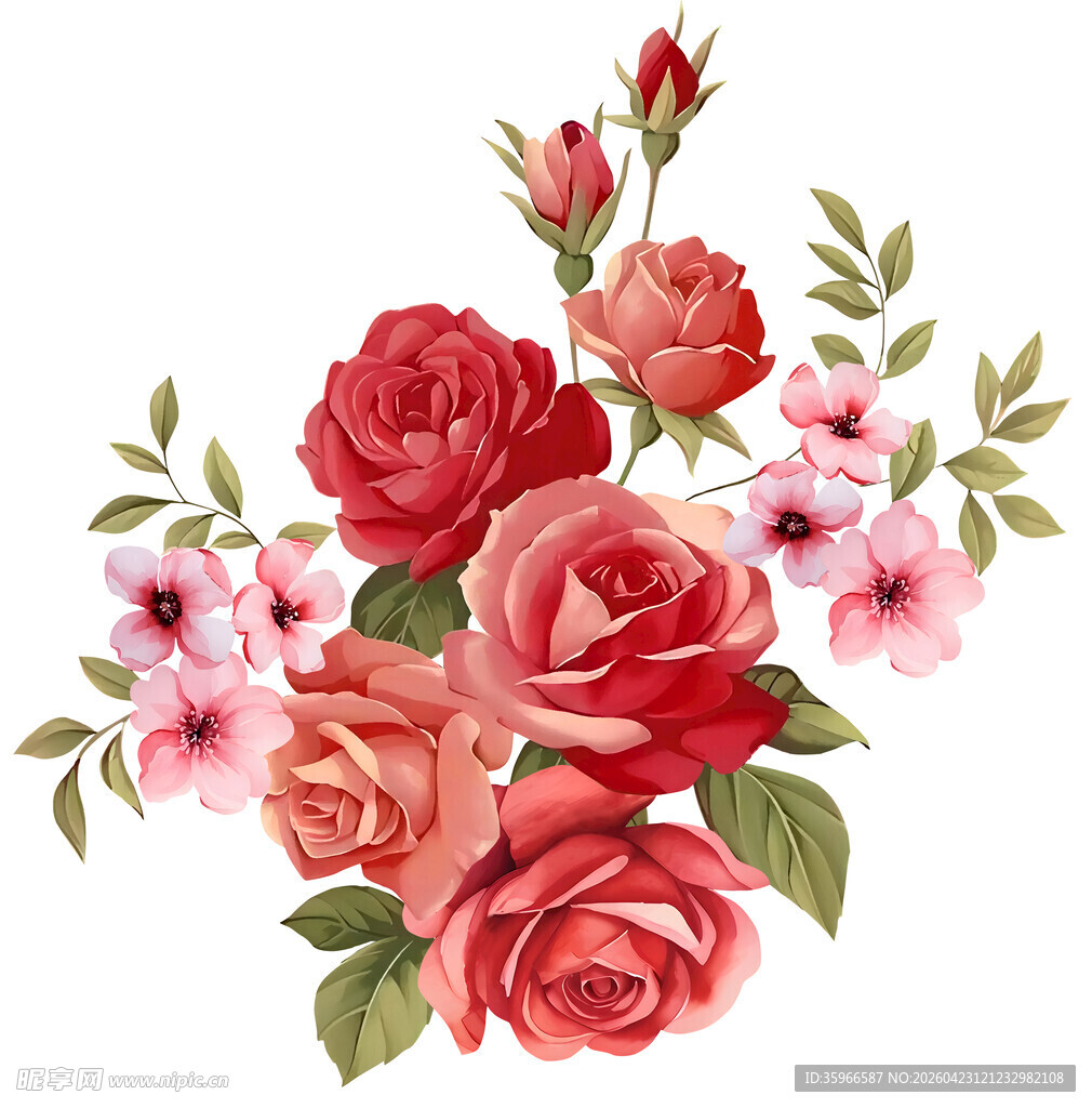 多彩玫瑰花卉插画
