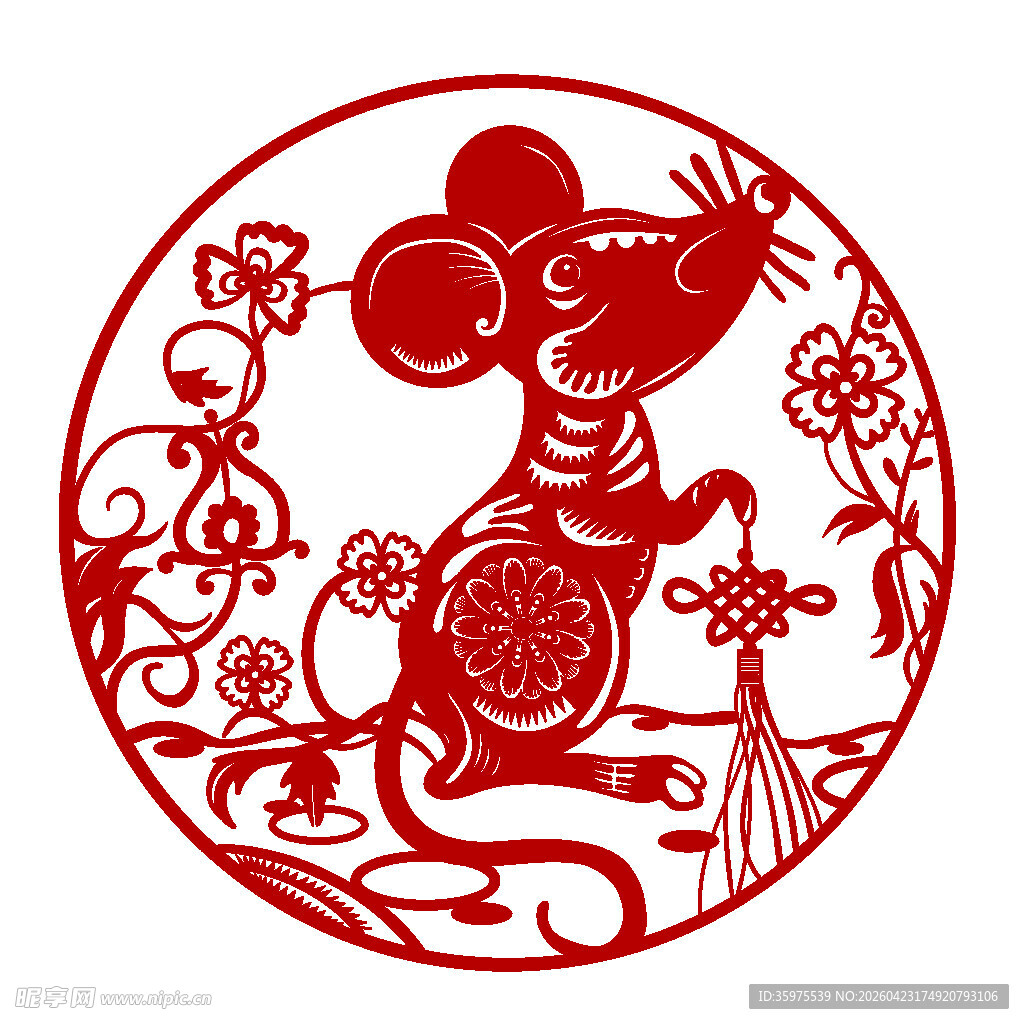 鼠年剪纸图案