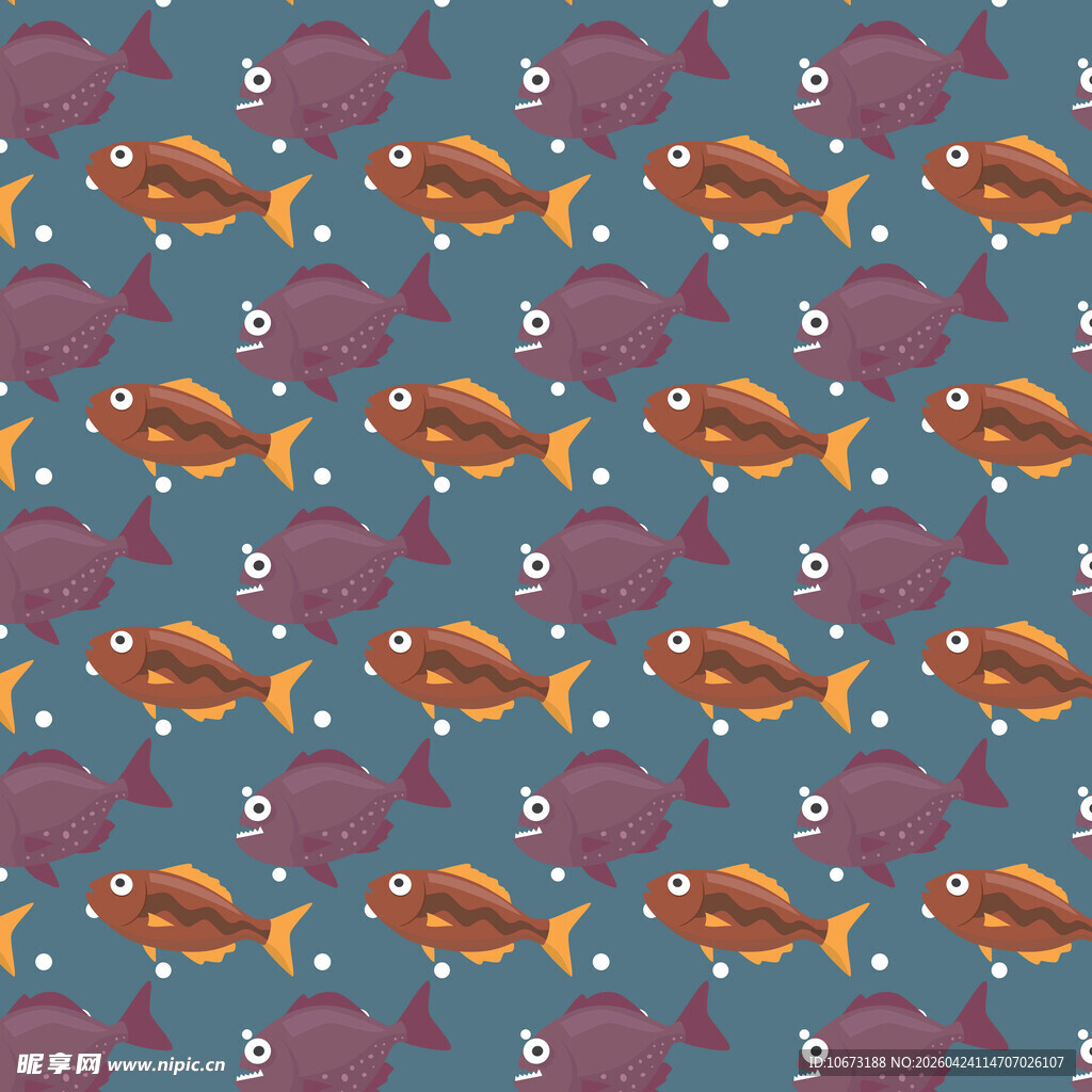 海洋生物图案无缝背景图