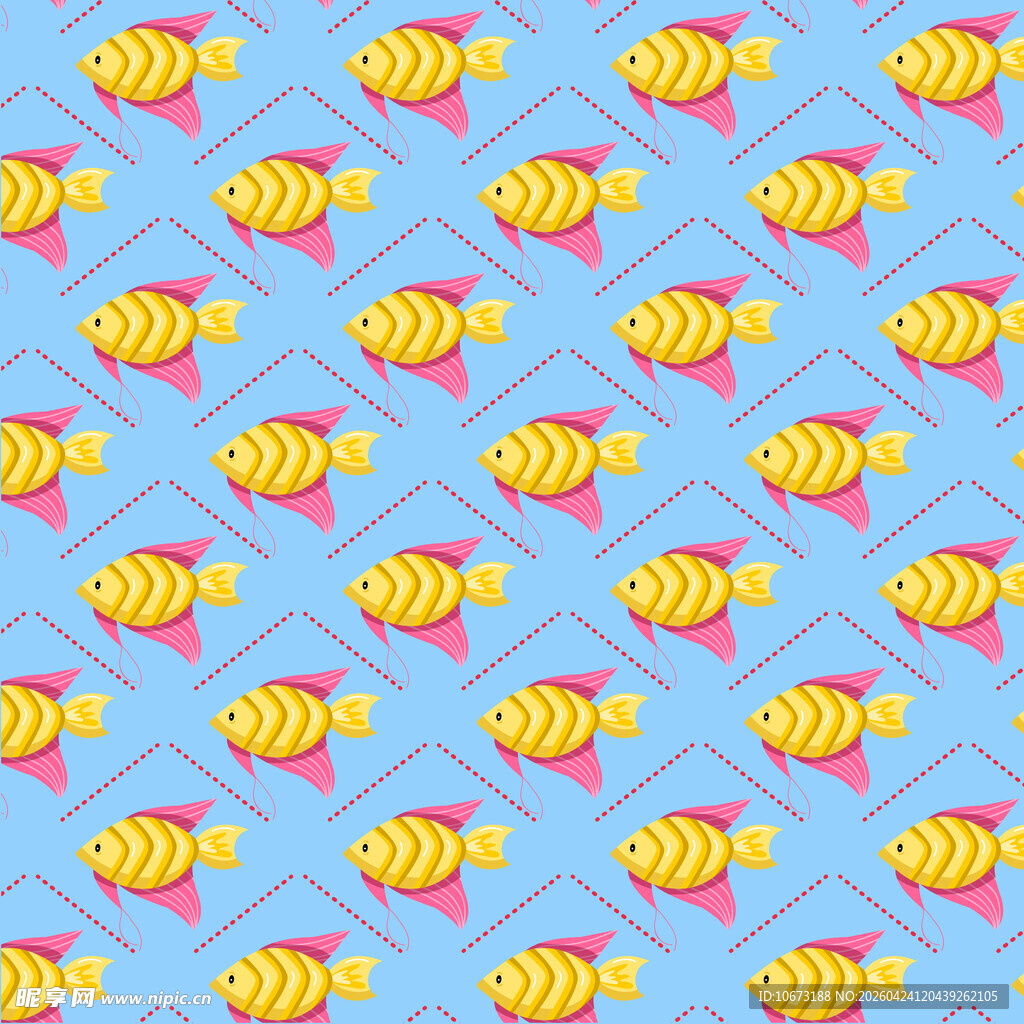 蓝色背景的多彩小鱼图案
