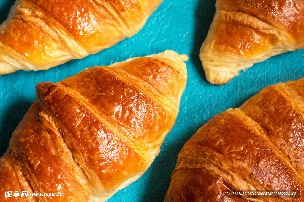 美味牛角面包特写