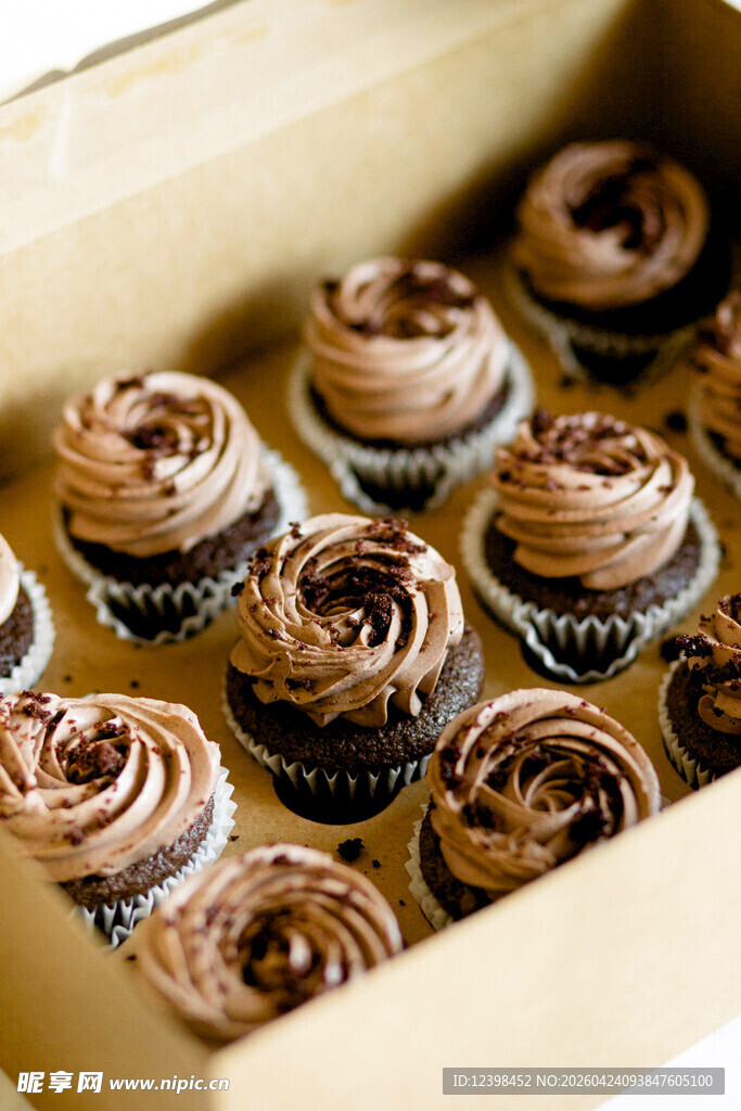 盒装美味巧克力纸杯蛋糕