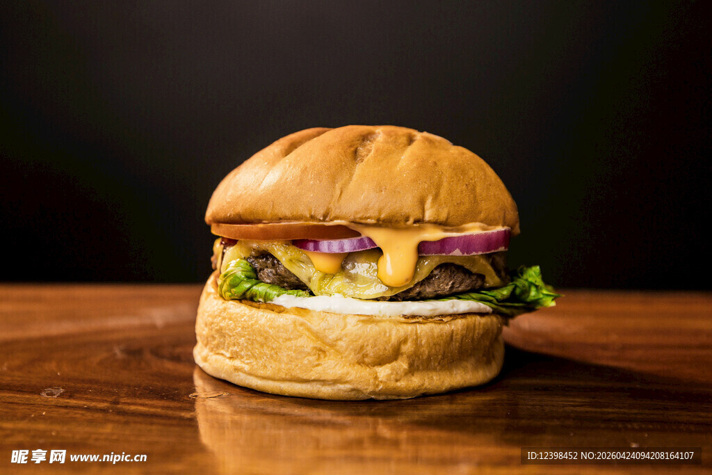 美味牛肉汉堡特写