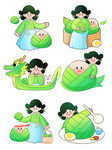 端午赛龙舟吃粽子习俗插画