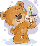 小熊捧蛋糕庆祝