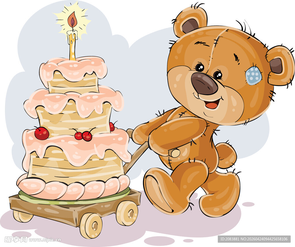 小熊推蛋糕庆祝生日