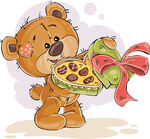 小熊手持带蝴蝶结巧克力礼盒