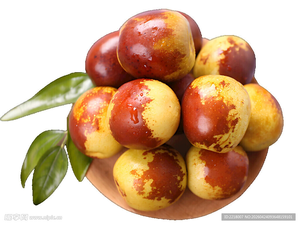 新鲜冬枣摆放在盘